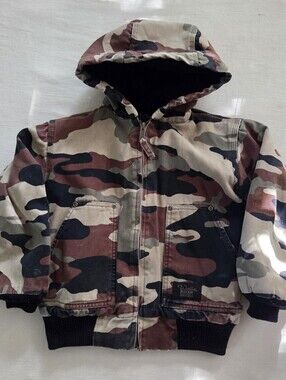 Walls Blizzard Proof Kids Hooded Camo Jacket Brown & Green 5t/6